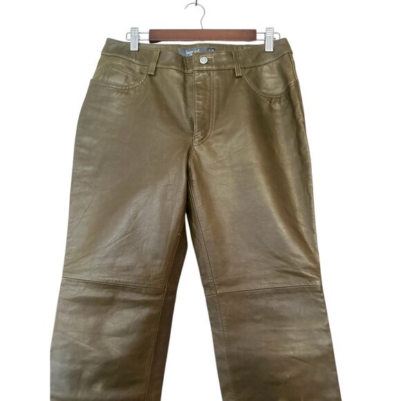 Vintage Gap Real Leather Bootcut Pants Women 10 Dark Green Western Cowgirl Grung - Picture 10 of 16